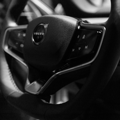 Volvo steering wheel close up
